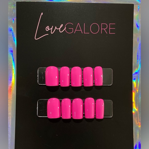 Handcrafted Pink Short Square Press On Nails- Love Galore - Picture 3 of 6